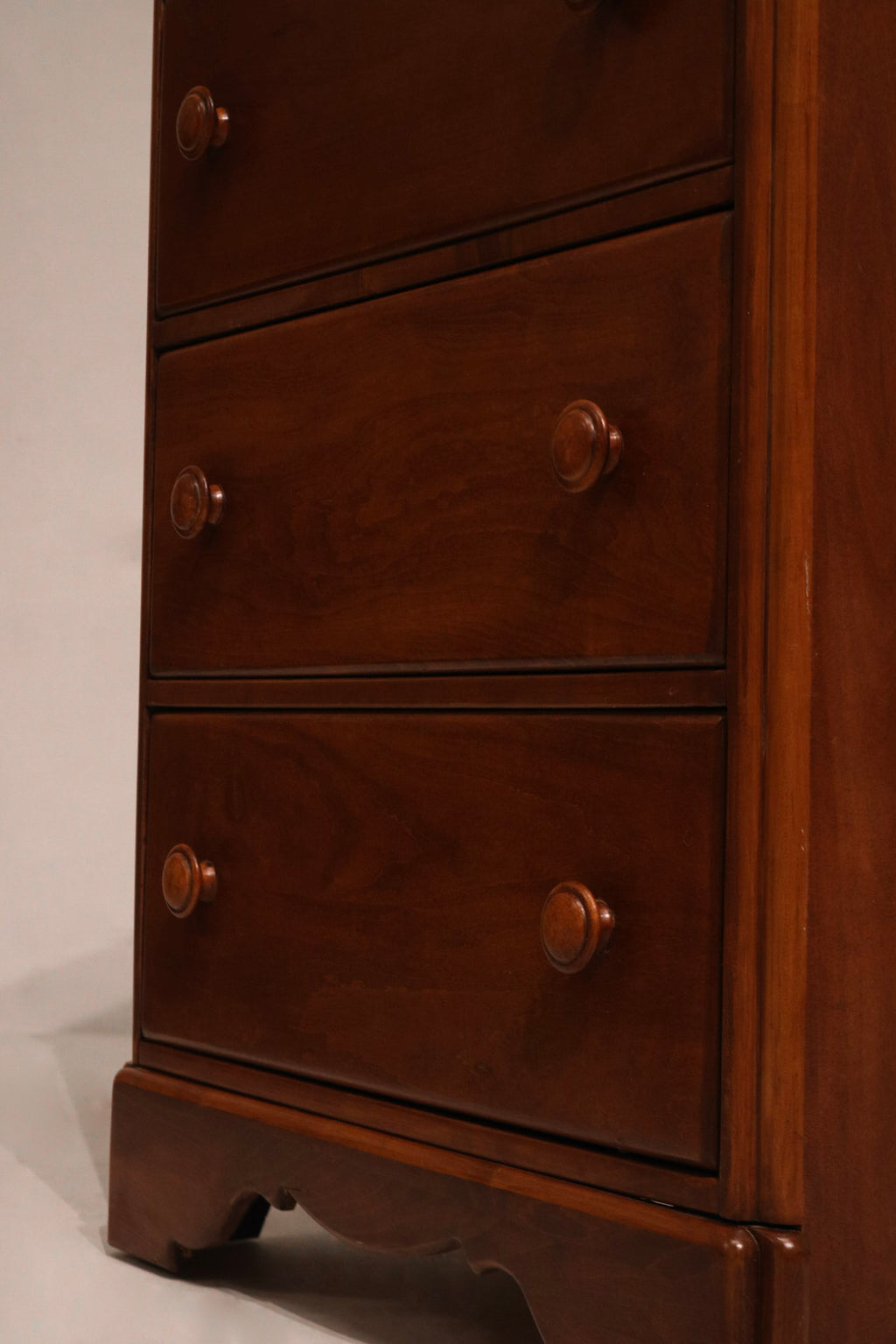 Shot of dresser in natural light to emphasize maple wood tone and surface texture