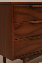 Angled view of the MCM dresser structure with solid wood frame and clean lines