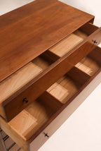 Side view of the highboy dresser showing clean lines and mid century modern silhouette
