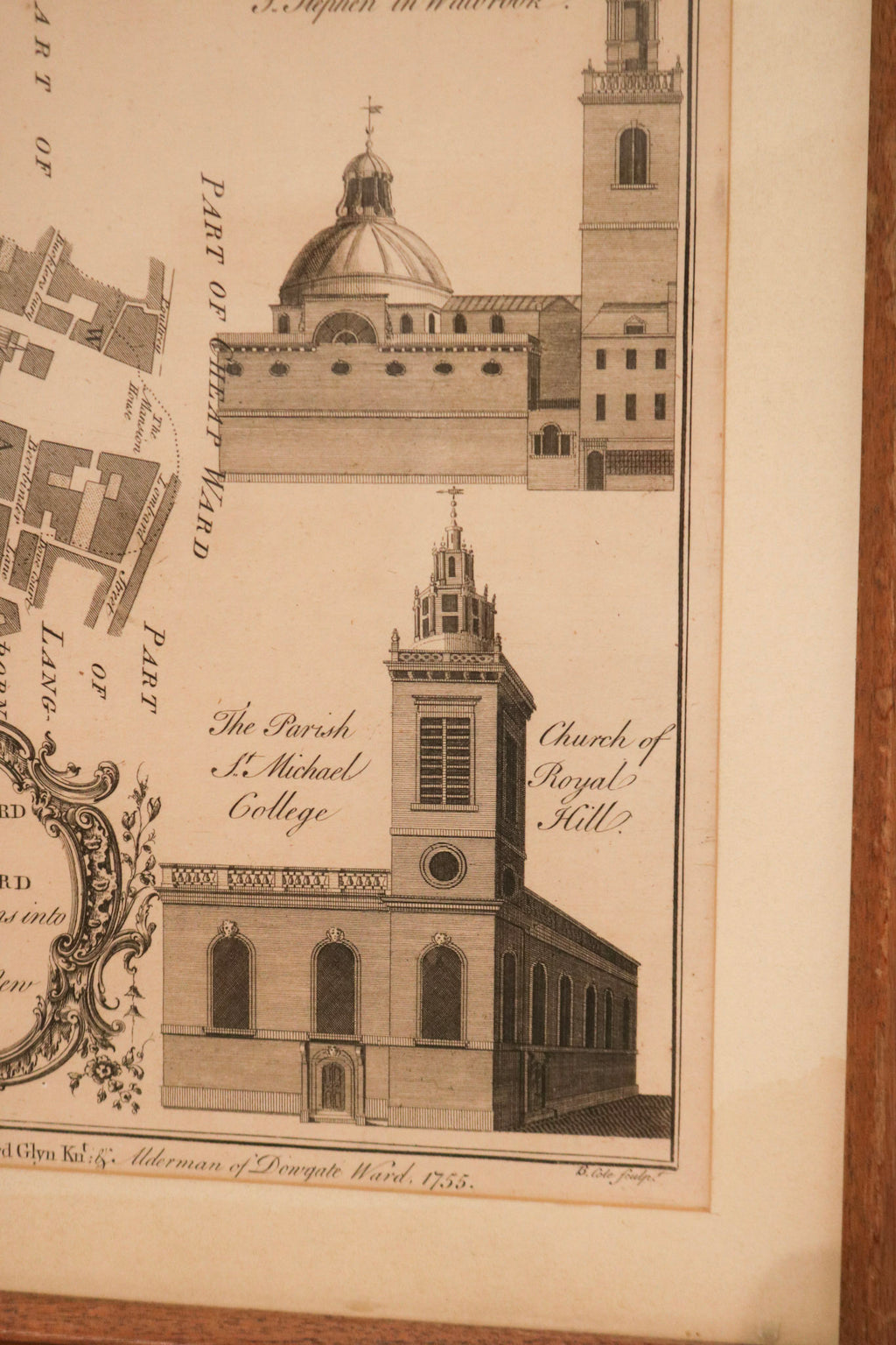 Zoom into bottom corner of map showing wear and natural age marks