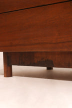 Back view of dresser frame constructed in solid walnut showcasing preserved vintage condition