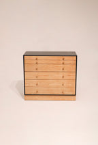 Main view of Scandinavian modern small wood dresser made of solid pine with minimalist Danish design