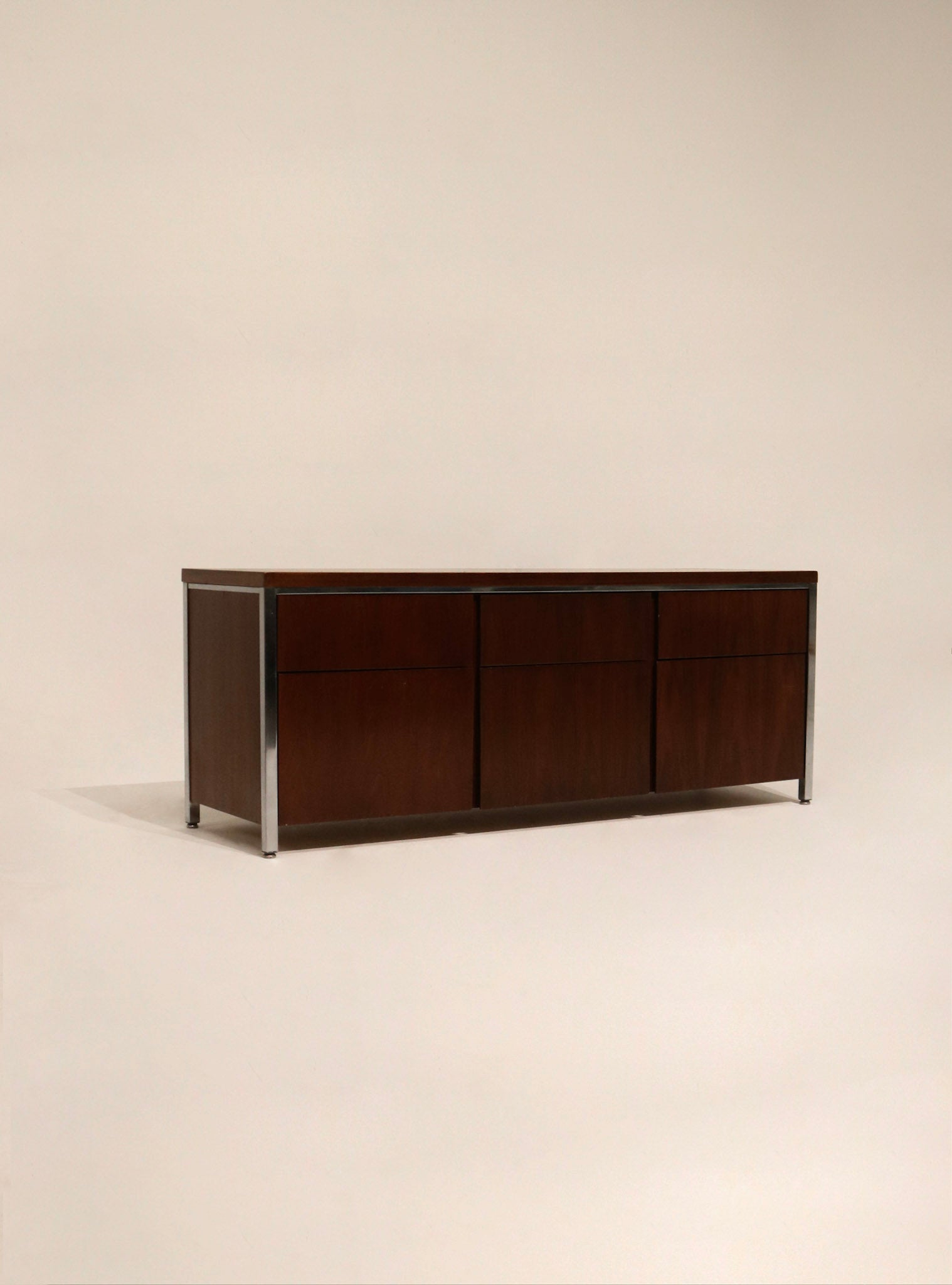 Solid walnut wood table with chrome legs