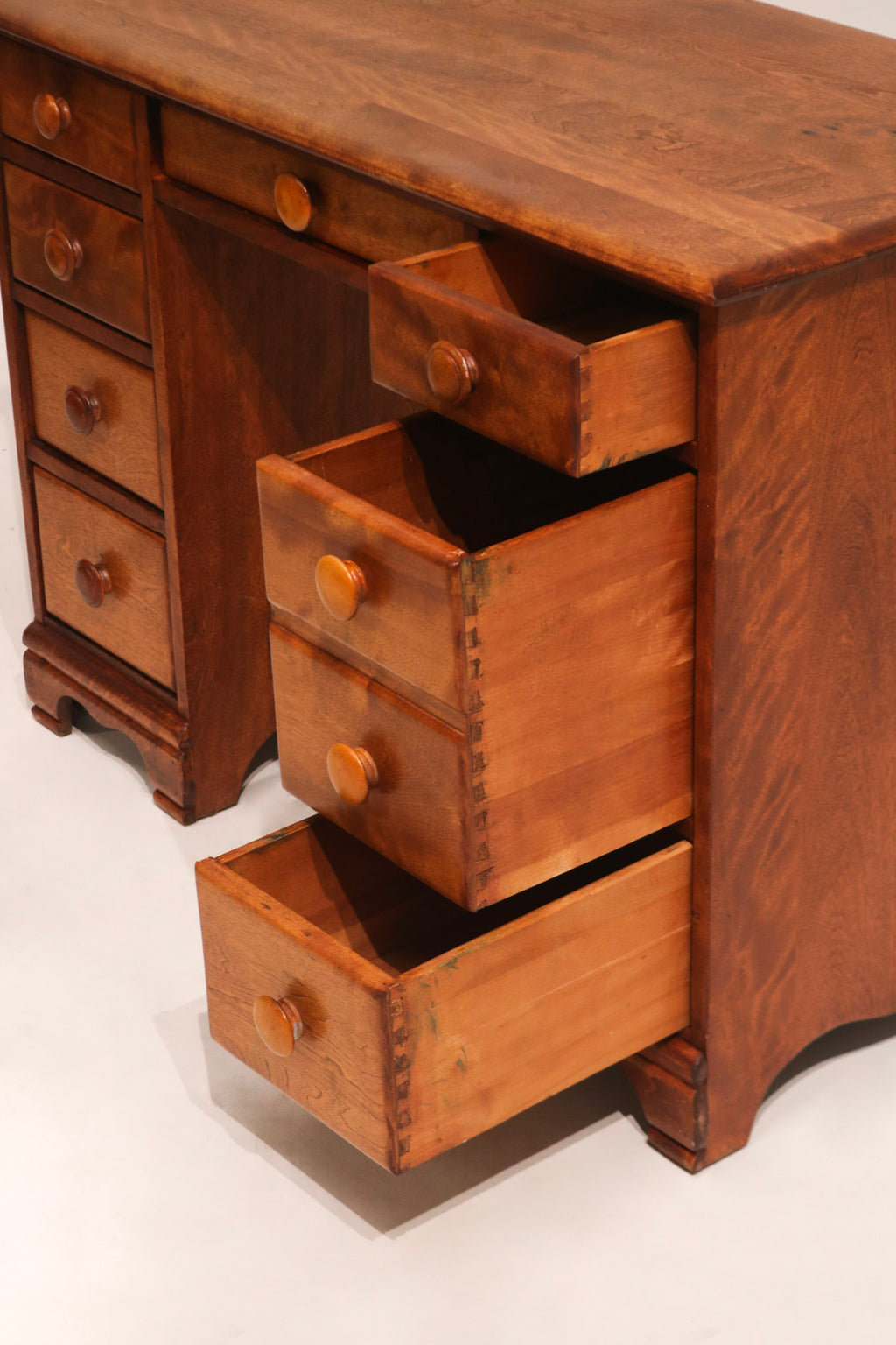 Rear bottom leg detail displaying subtle scuffs and authentic age marks