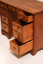 Rear bottom leg detail displaying subtle scuffs and authentic age marks