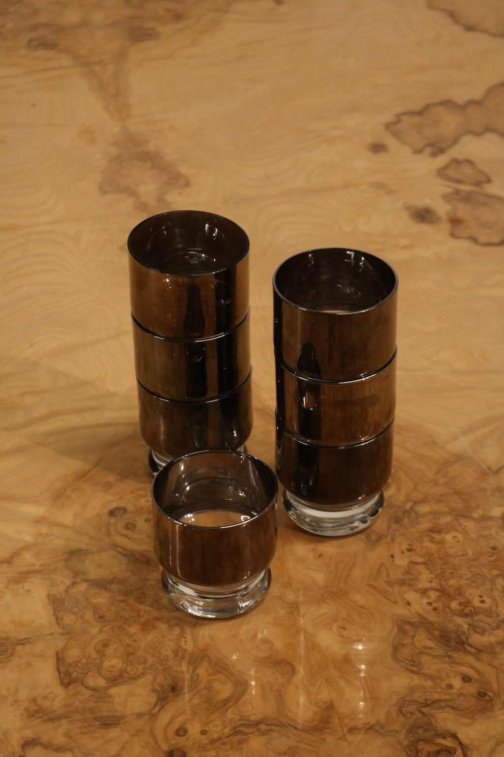 Elegant vintage cocktail glass with silver fade design