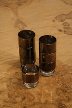 Elegant vintage cocktail glass with silver fade design