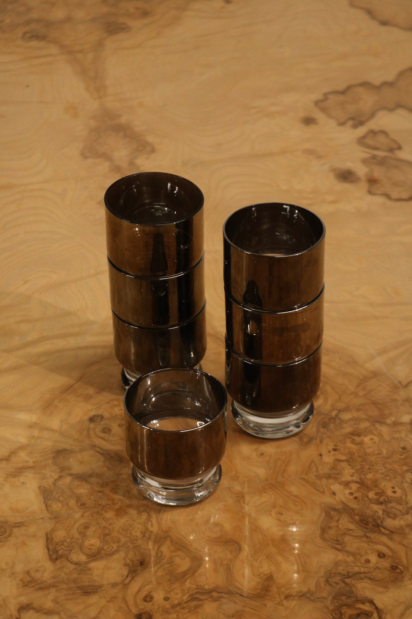 Elegant vintage cocktail glass with silver fade design