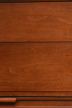 Interior view of drawer to show clean walnut wood and smooth sliding mechanism