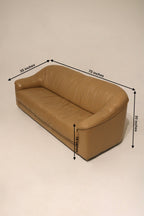 Size chart showing dimensions of vintage Italian leather sofa: 75 L x 35 D x 30 H