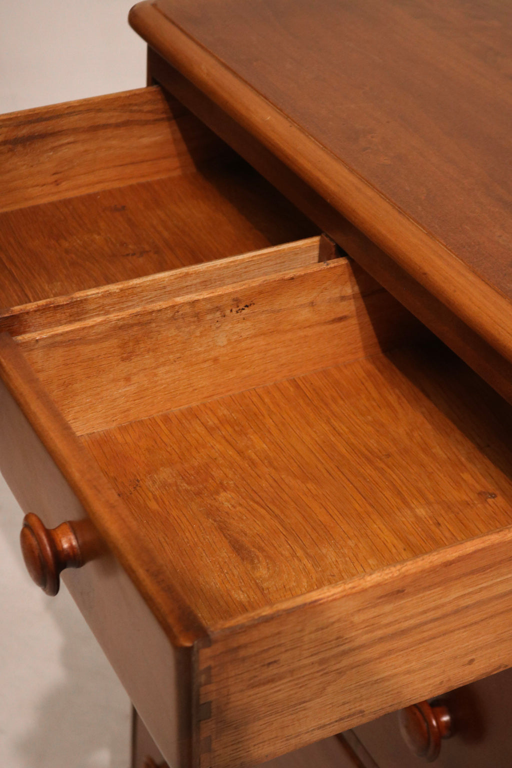 Backview of the maple wood dresser showing solid panel construction and craftsmanship