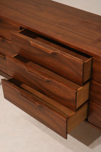 Back panel of the walnut dresser showing sturdy vintage build quality