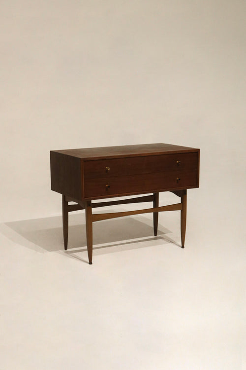 Vintage solid walnut and teak wood piece with drawers