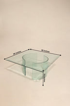 Dimensions layout of Vintage Square Glass Coffee Table measuring 36x36 inches and 15 inches high