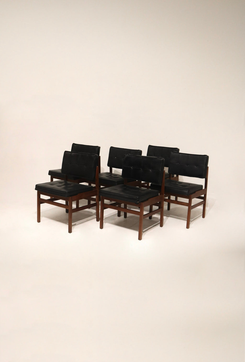 Mid-Century Walnut Leather Dining Chairs from HIBRITEN