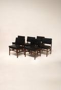 Mid-Century Walnut Leather Dining Chairs from HIBRITEN