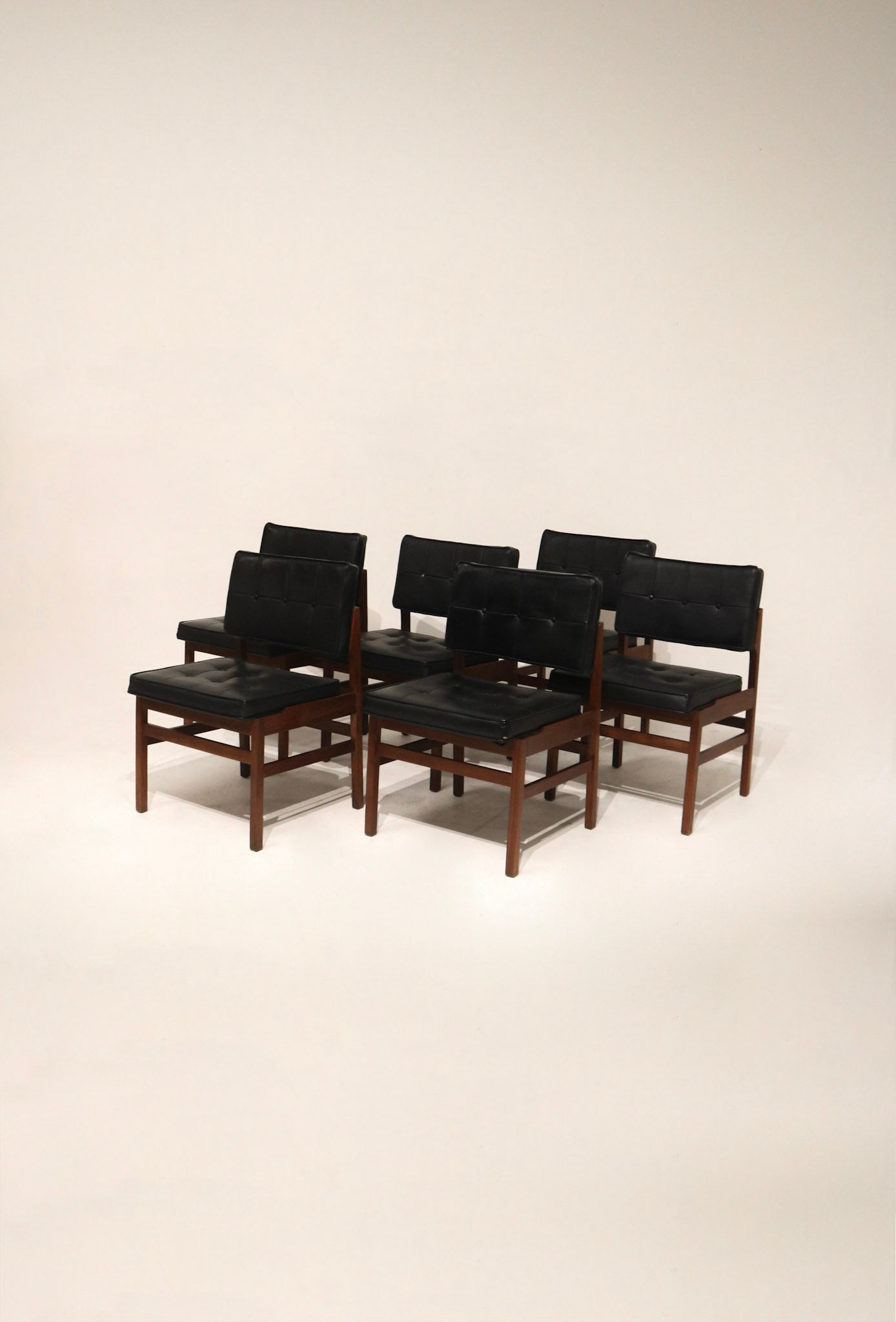Mid-Century Walnut Leather Dining Chairs from HIBRITEN