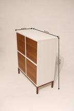 Dimensions of custom wood storage cabinet: 40 inches wide, 18 deep, and 47 tall