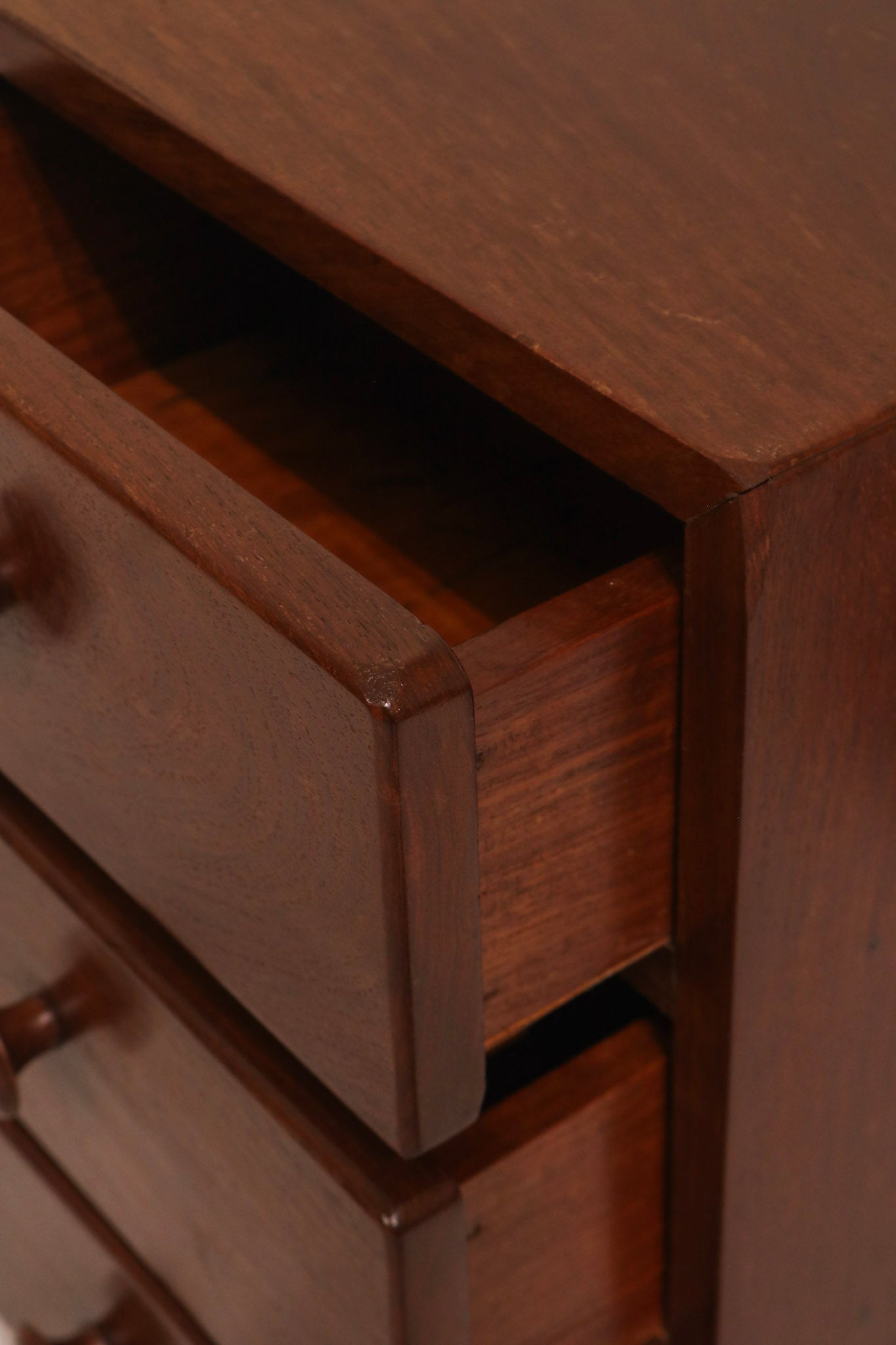 View of the drawer depth and side slide detail when open