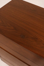 Side view of an open drawer showing slide mechanism and construction