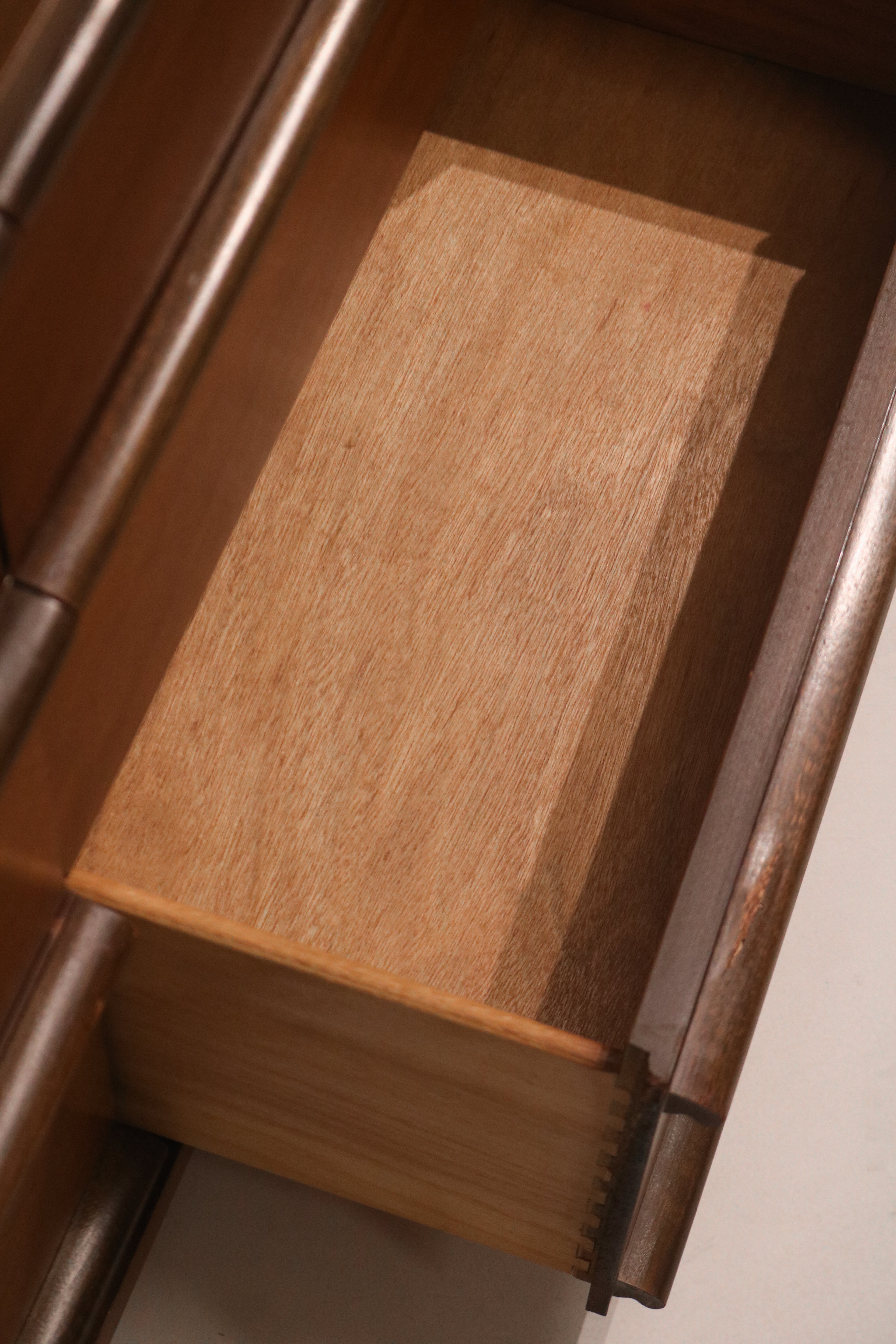 Front view with drawers open displaying storage capacity