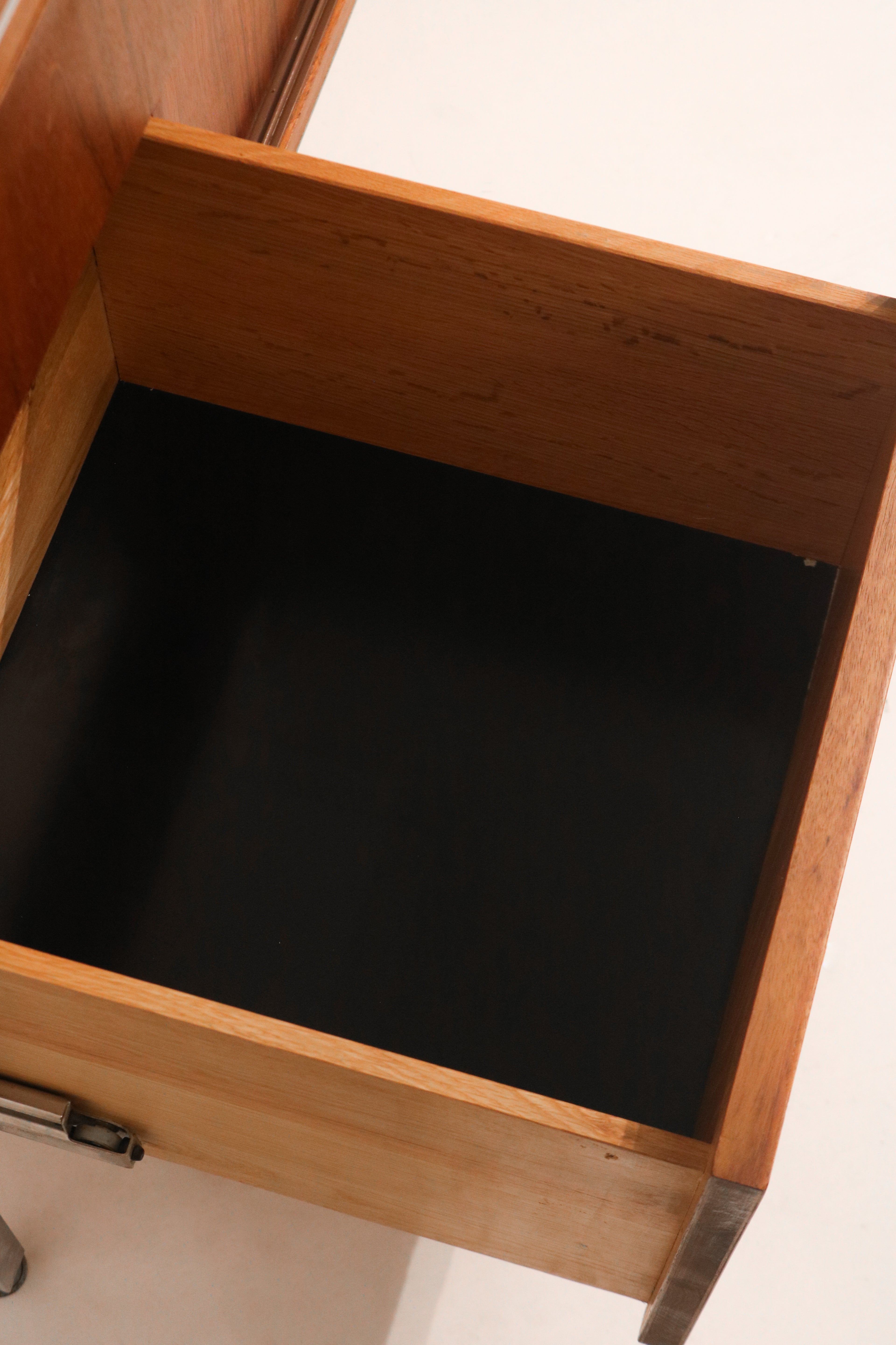 Full front view of the minimalist modern credenza in studio