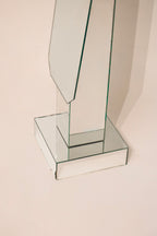 Functional view vintage standing mirror showing full length reflection capability