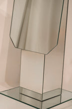 Close-up geometric mirrored panels detail showing reflective surface quality
