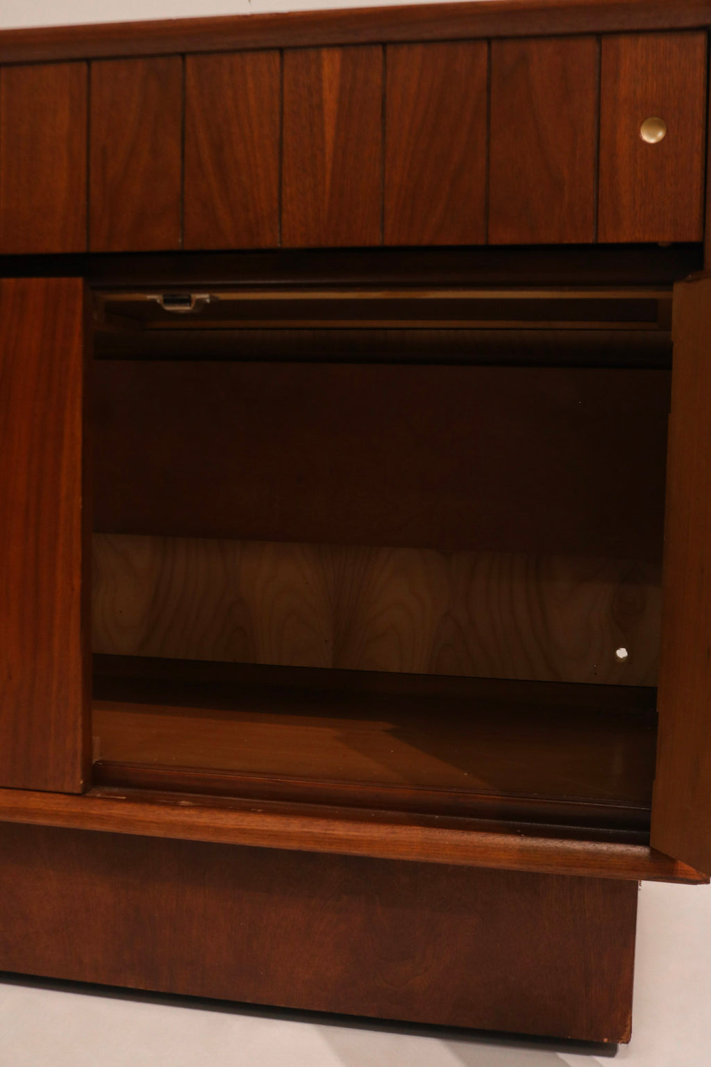 Interior drawer construction detail showing dovetail joints and quality