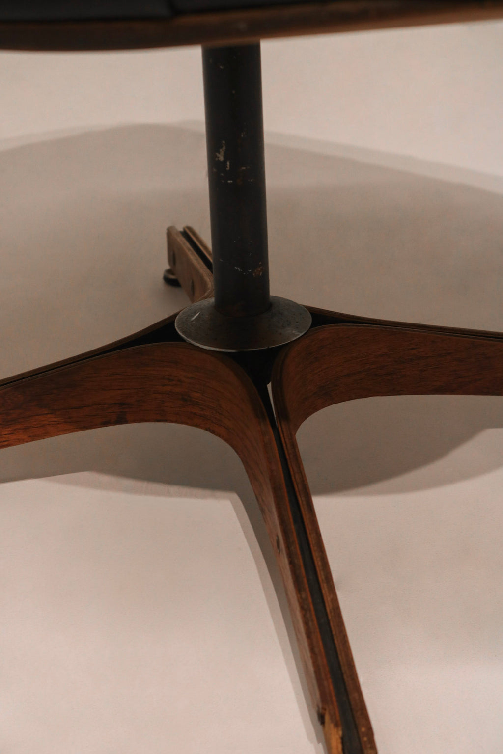 Close-up of the leather button tufting pattern and stitching