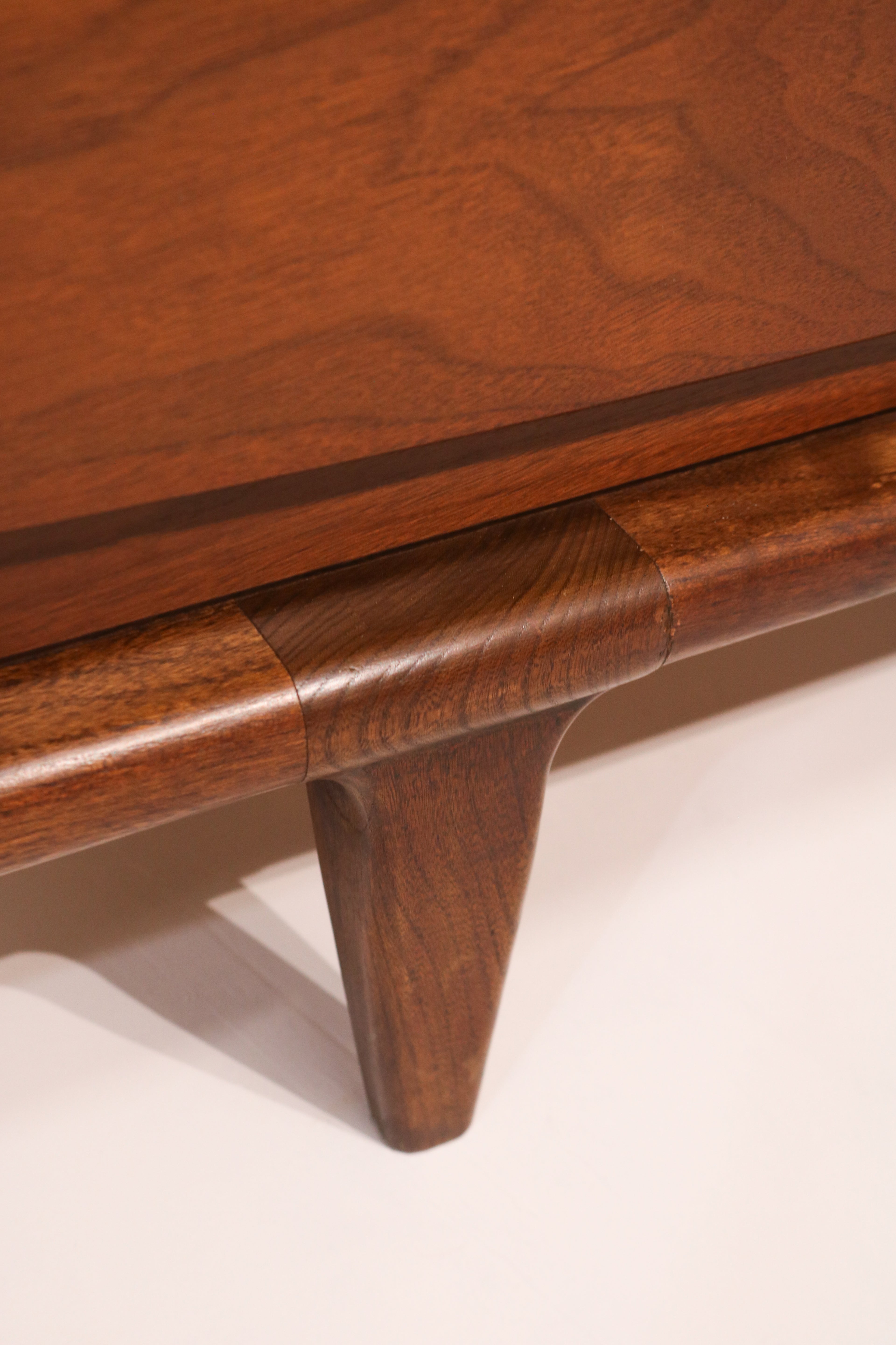 Close-up of left leg base construction and joinery