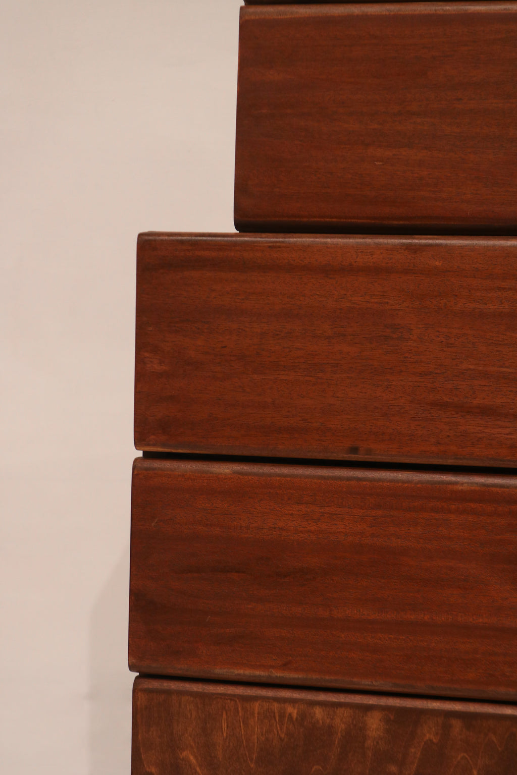 Left side view showing highboy profile and solid walnut construction