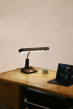 Vintage lamp shown on a desk setting to demonstrate scale and illumination