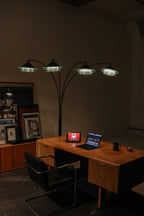Vintage lamp shown in a room setting next to a desk for scale