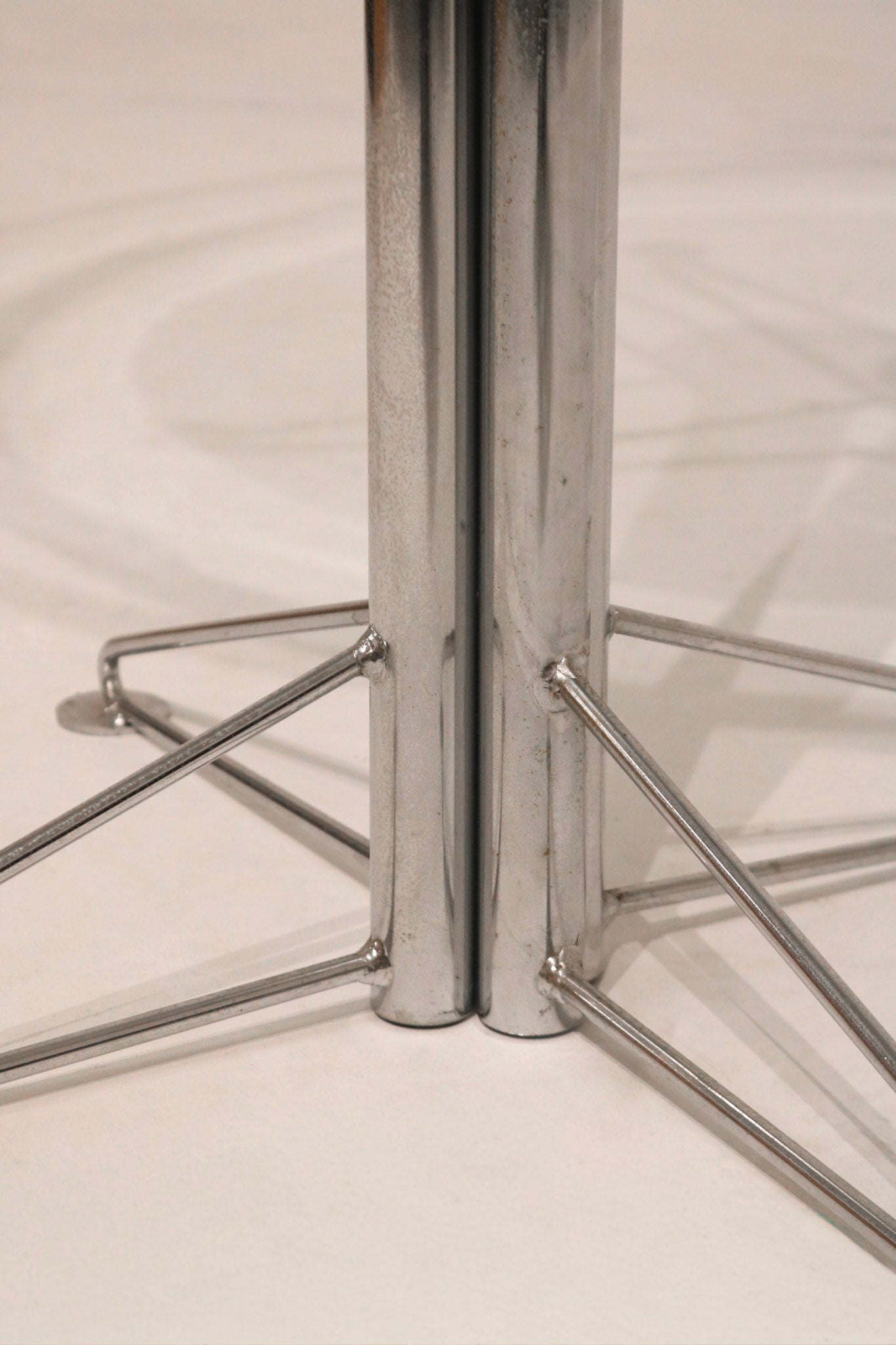 Low angle view showing the complete base structure and finish