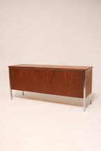 Low angle view creating a floating effect with the chrome legs