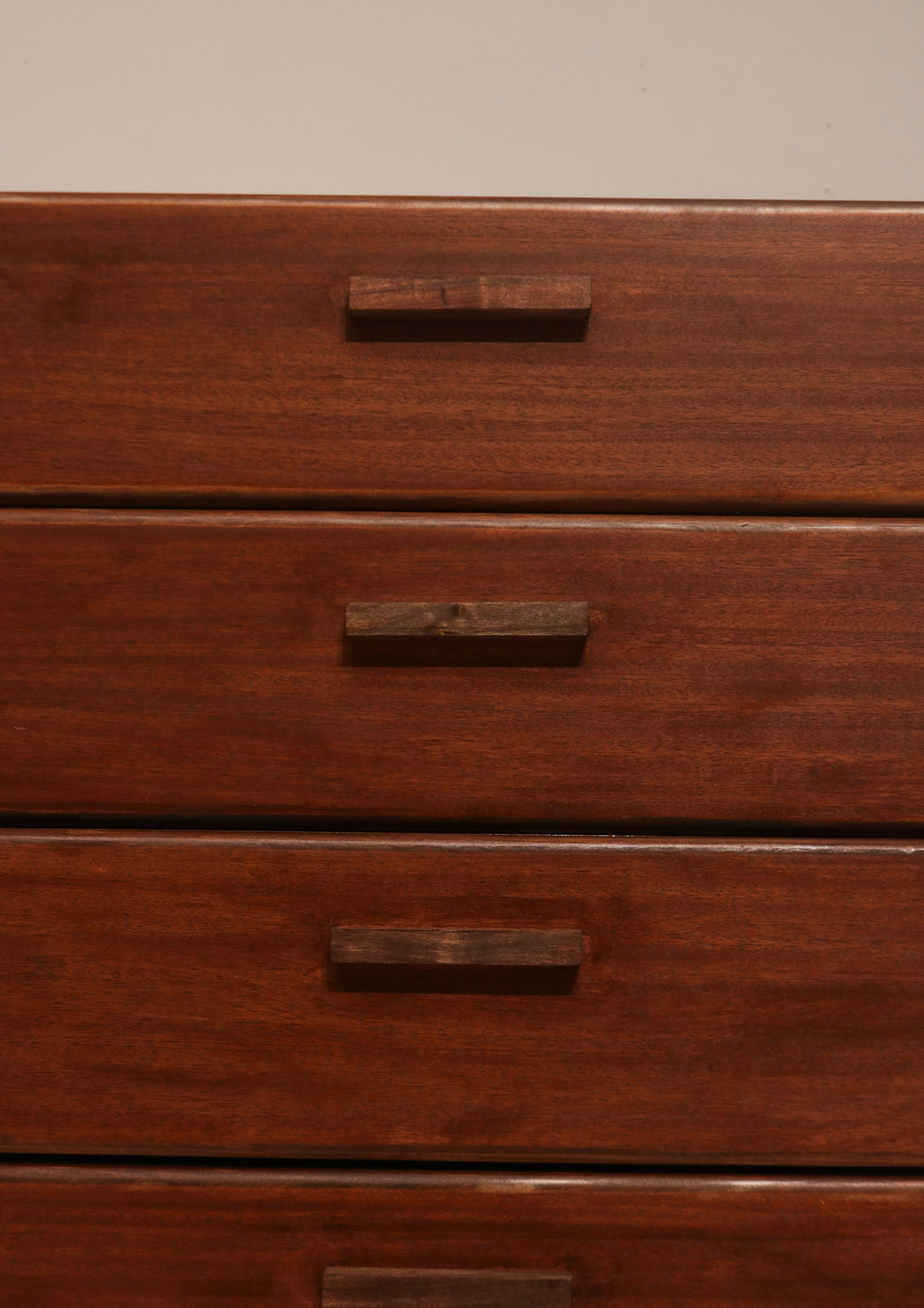 Front view of lower drawers showing sturdy base and integrated design