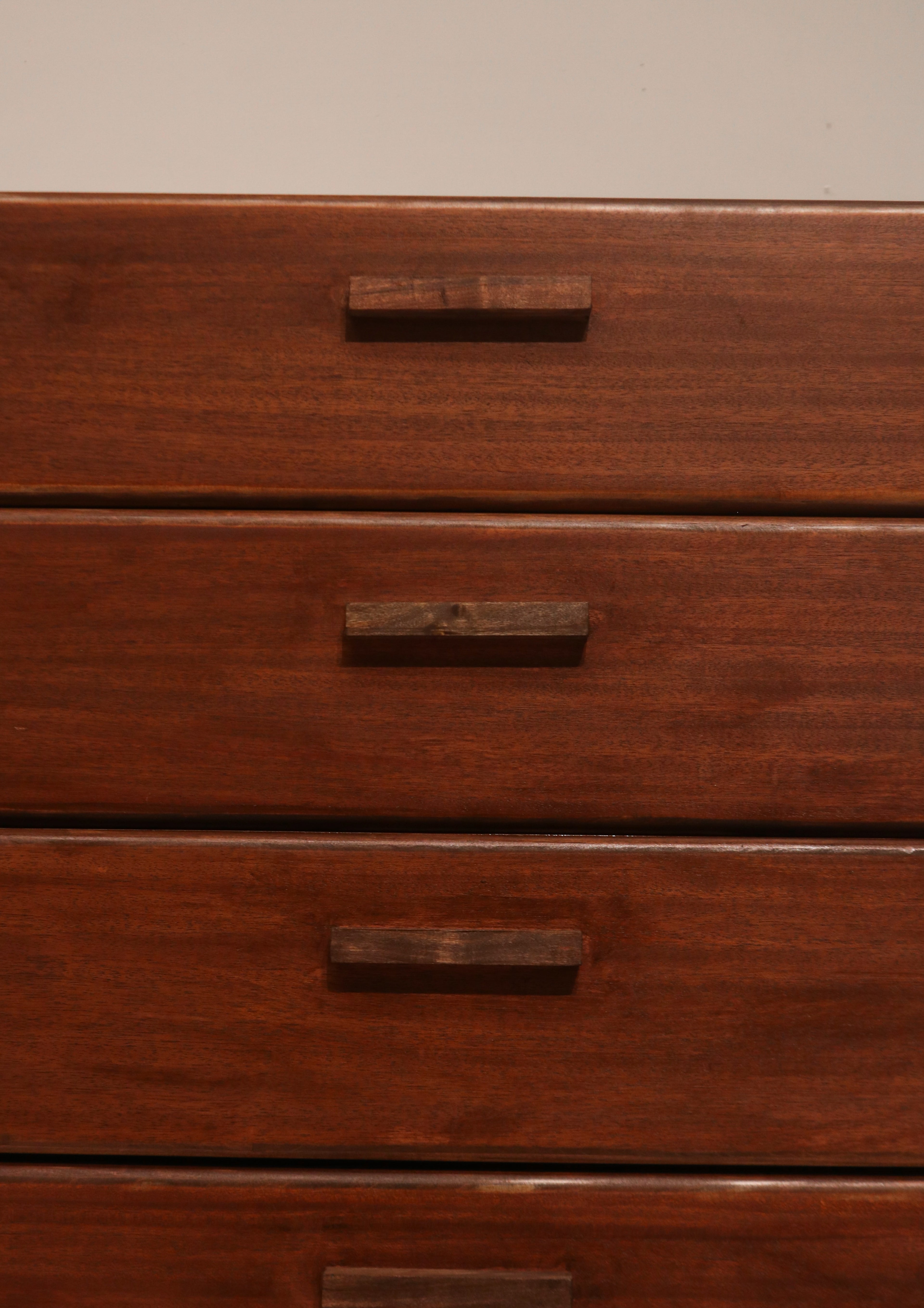 Front view of lower drawers showing sturdy base and integrated design