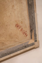 Made in Italy stamp mark detail on vintage marble table underside