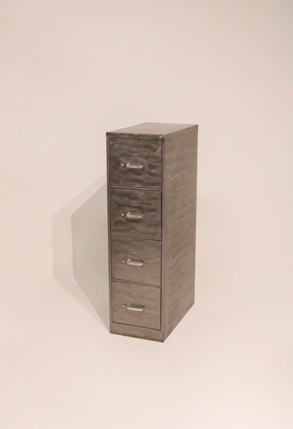 Industrial metal filing cabinet 4 drawers 52 inches tall brushed steel finish