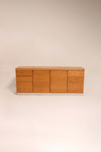 MCM vintage solid oak wood credenza sideboard 71 inches long minimalist