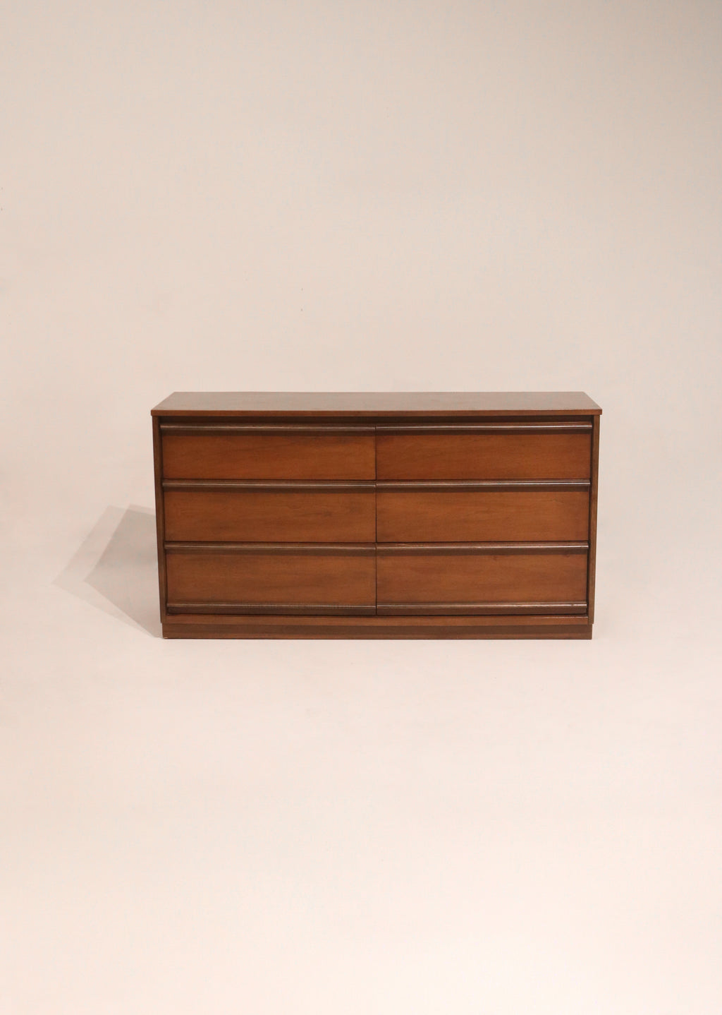 Mid Century Modern walnut 6 drawers dresser by Bassett 56 inches wide