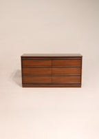 Mid Century Modern walnut 6 drawers dresser by Bassett 56 inches wide