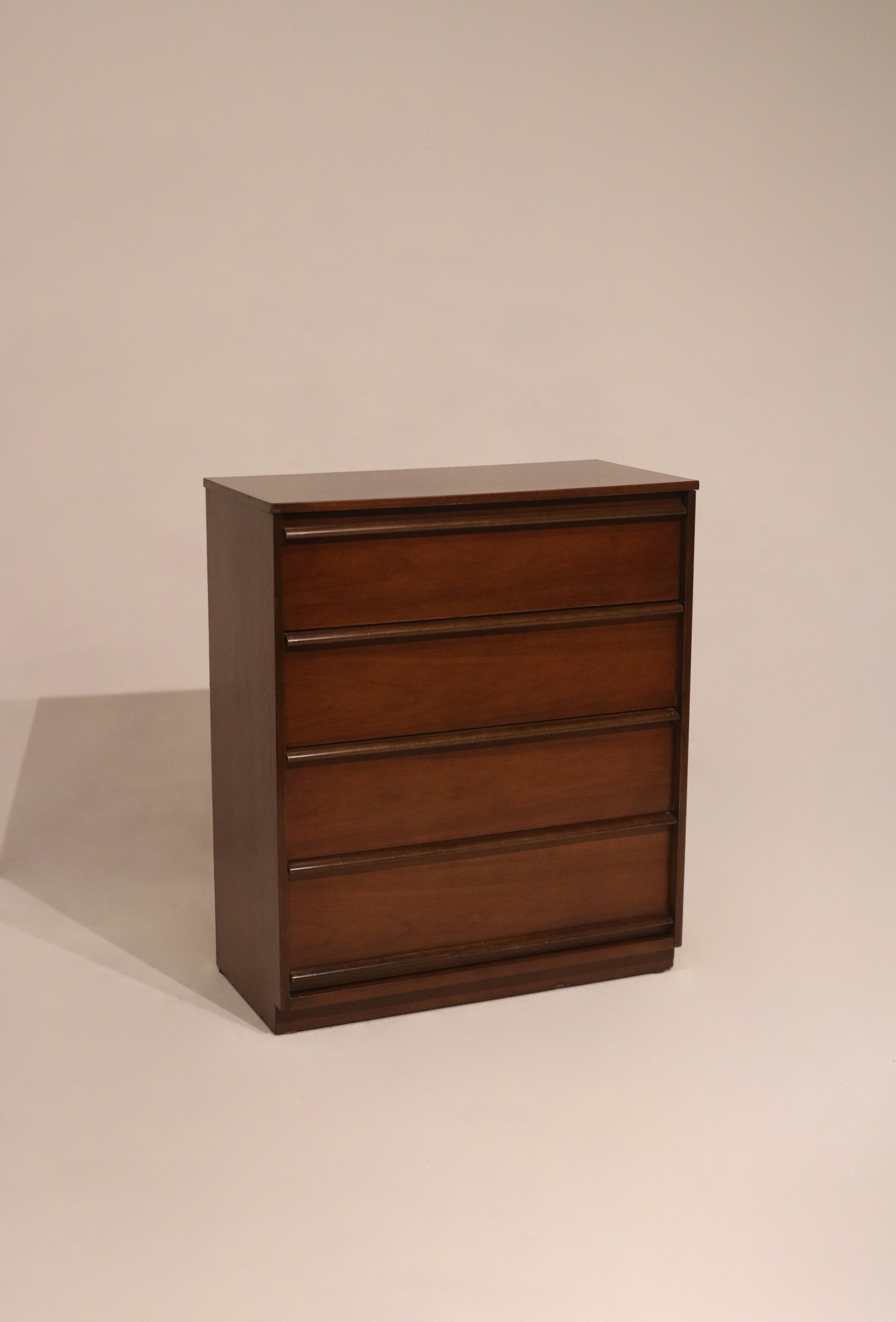 Mid Century Modern walnut chest of drawer dresser by Bassett 36 inches wide