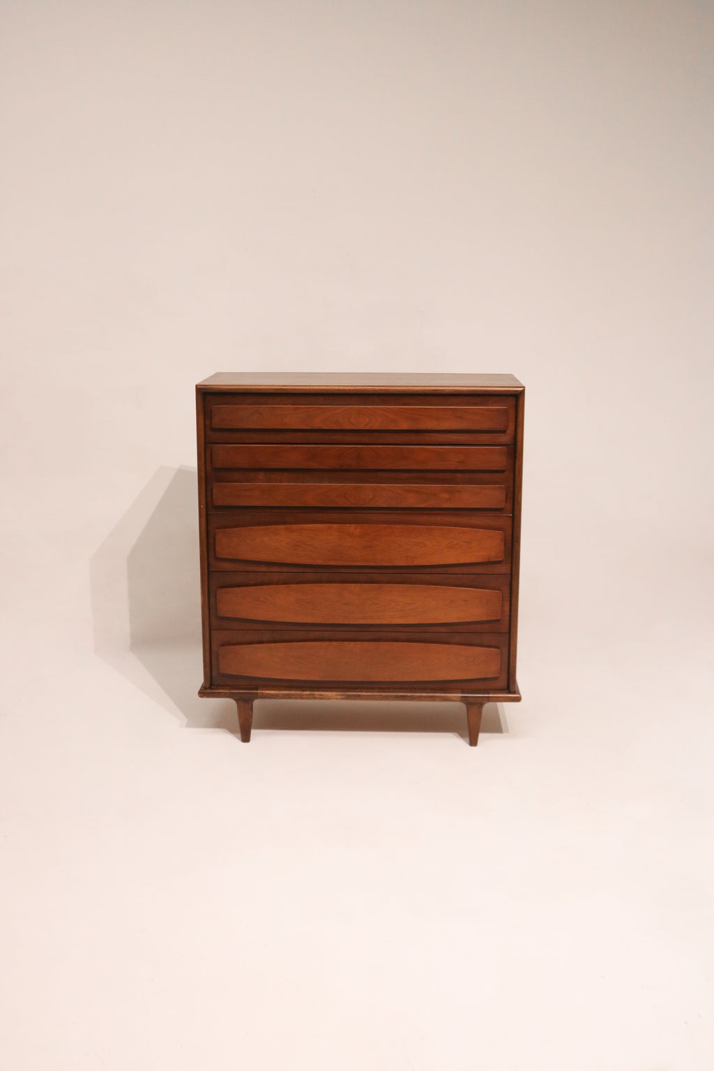 MCM solid walnut wood highboy dresser chest of drawers by American of Martinsville 47 inches