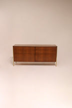 Mid century modern walnut 6 drawers dresser by Ramseur 62 inches wide gold legs