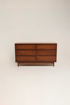 Mid century modern vintage walnut wood 6 drawers dresser 54 inches wide
