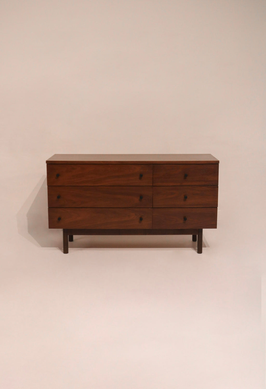 Mid century modern walnut wood 6 drawers dresser by Stanley 52 inches wide