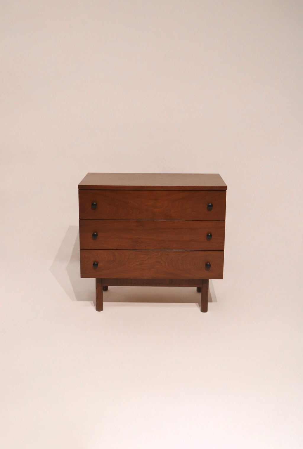 Mid century modern walnut wood small dresser by Stanley 32 inches wide