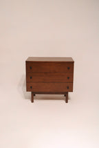 Mid century modern walnut wood small dresser by Stanley 32 inches wide